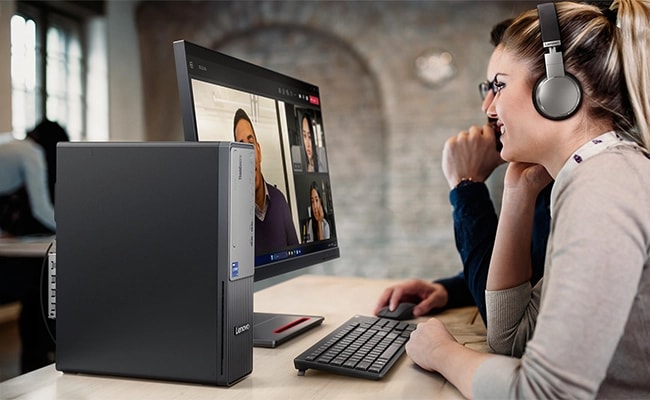 Lenovo ThinkCentre Neo 50s Gen 5 (Intel) SFF powered with optional Intel Arc GPU, best for creative activities.