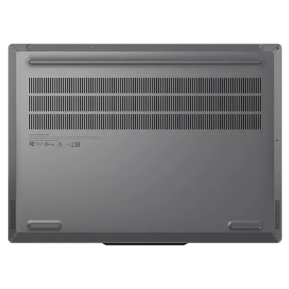 Bottom view of the Lenovo ThinkBook 16p Gen 5 (16” Intel) laptop, showing its bottom vents.