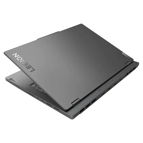 Back right view of the Lenovo Legion Slim 5 Gen 8 (14” AMD), opened slightly