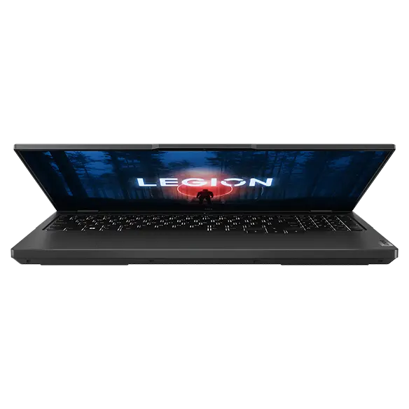 Legion 5 Pro Gen 8 (16″ AMD) semi-closed with screen turned on