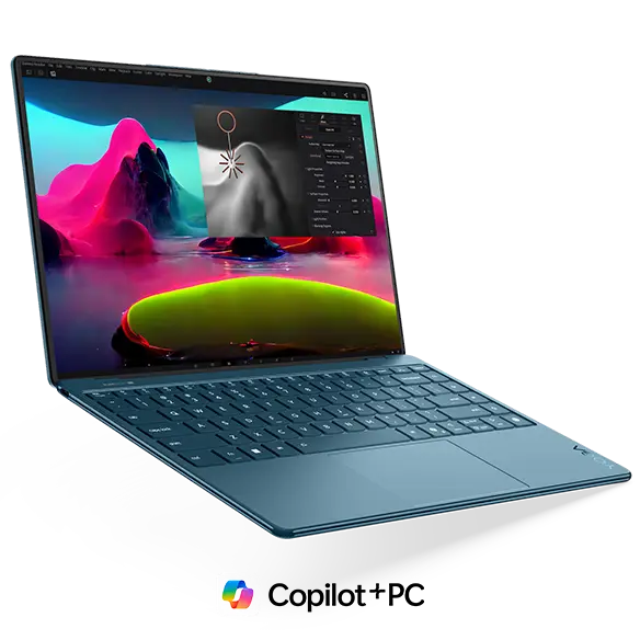 Vista frontal del ángulo izquierdo del portátil Yoga Slim 9i Gen 10 (14” Intel).