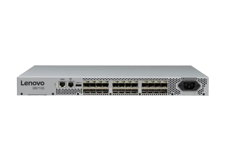Vue avant du commutateur FC SAN Lenovo ThinkSystem DB710S Gen 7