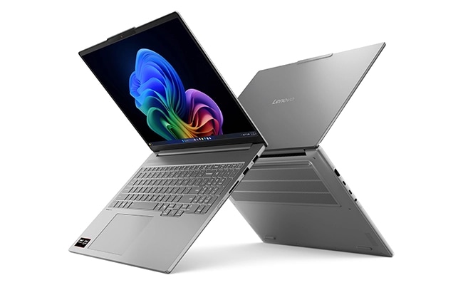 מחשב נייד IdeaPad Pro 5 16AKP10 83JN001MIV מבית Lenovo Two Lenovo IdeaPad Pro 5 Gen 10 (16” AMD) laptops placed back to back, featuring their slim profile & flexible design, ready for anything.