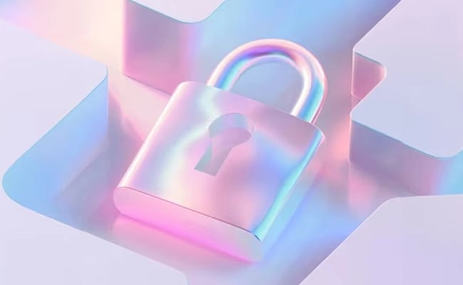 A closed padlock symbolizes the robust security throughout the Lenovo ThinkPad T14s 2-in-1 laptop.