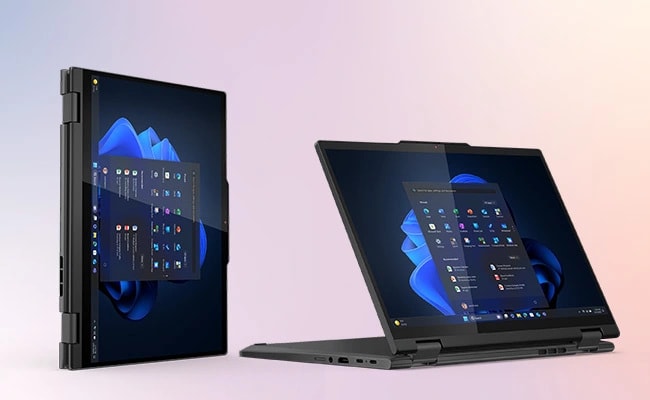 Vertical tablet mode & Stand mode accommodate your work style on the Lenovo ThinkPad T14s 2-in-1 laptop.