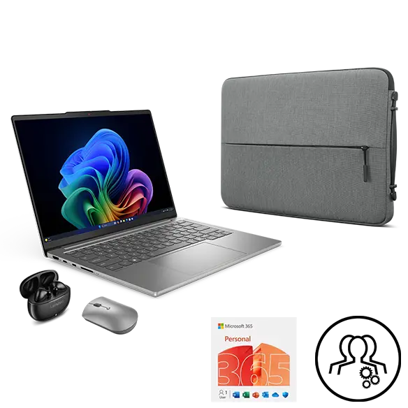 Lenovo IdeaPad Pro 5 14AKP10 + Lenovo Select 14-inch Sleeve + Lenovo E310 True Wireless Stereo TWS Earbuds - Black + Lenovo 600 BT Silent Mouse (Bluetooth) + Microsoft Office 365 Personal + 2 year Premium Care Processore AMD Ryzen™ AI 7 350 (da 2 GHz fino