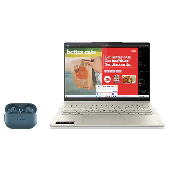 Lenovo Yoga 7 2-in-1 14 R7-32GB-1TB + Earbuds AMD Ryzen AI 7 350 Prozessor 2,00 GHz bis zu 5,00 GHz, Windows 11 Home 64, 1 TB SSD M.2 2242 PCIe 4.0 TLC, 14 Inch, Seashell