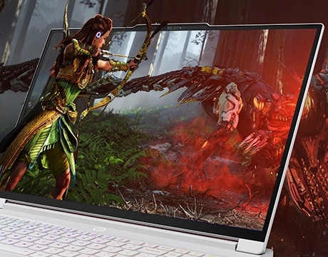 Fluid high-FPS combat in Horizon thanks to Legion 7i’s powerful display and GPU combo.