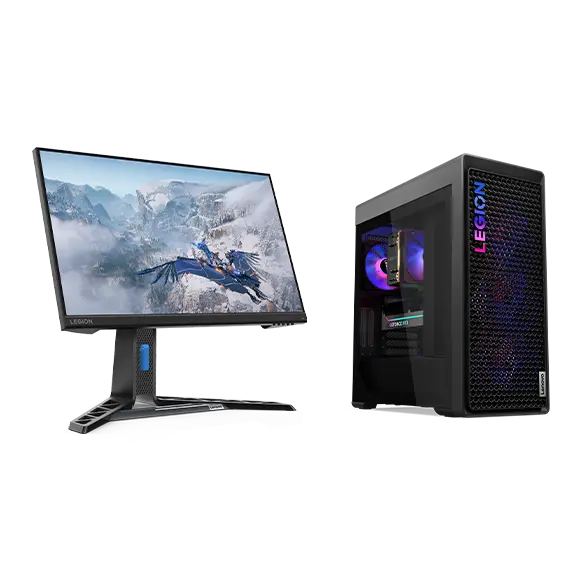 Lenovo Legion Tower 7i Gen 10 + Monitor R24e Intel® Core™ Ultra 9 285K Prozessor (E-Kerne bis zu 4,60 GHz P-Kerne bis zu 5,50 GHz)/Ohne Betriebssystem/2 TB SSD M.2 2280 PCIe 4.0 Performance TLC Opal
