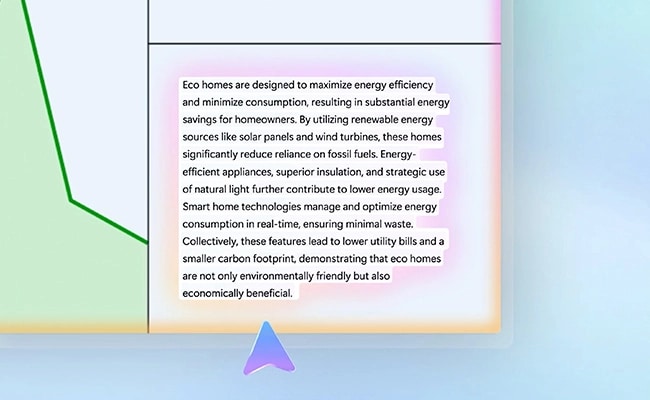 Un bloc de texte sur les maisons écologiques entourés de conceptions géométriques.