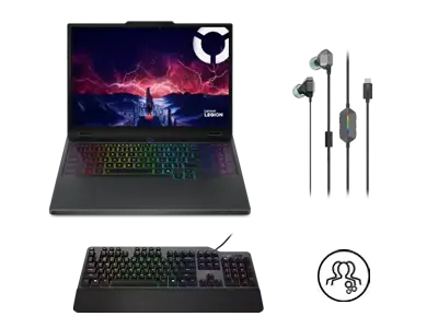 

Lenovo The Gamer Break Kit: Legion + headset + keyboard + premium care AMD Ryzen™ 7 260 Processor (3.80 GHz up to 5.10 GHz)/Windows 11 Home 64/1 TB SSD M.2 2242 PCIe Gen4 TLC