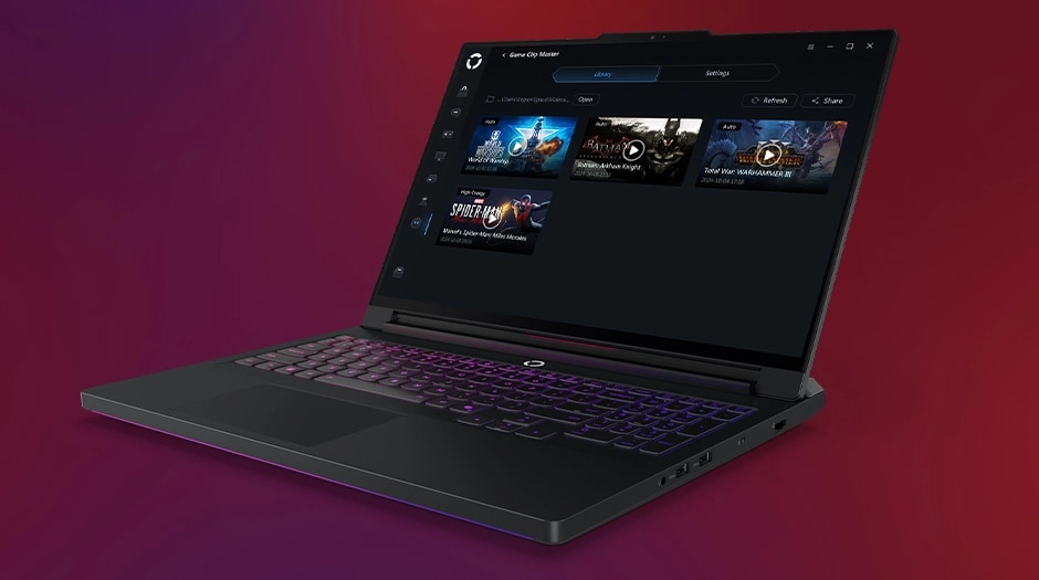 Right front angle view of the Lenovo Legion Pro 7 Gen 10 (16” AMD).מחשב נייד Legion Pro 7 16AFR10H 83RU001RIV מבית Lenovo