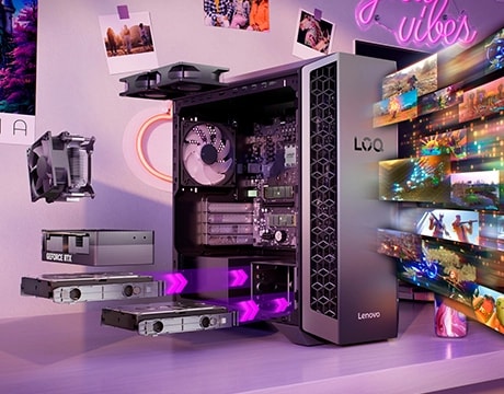 Hassle-free toolless upgrades for your ease on the Lenovo LOQ Tower 26ADR10. מחשב נייח LOQ Tower&nbsp;26ADR10 91DF002QYS מבית Lenovo