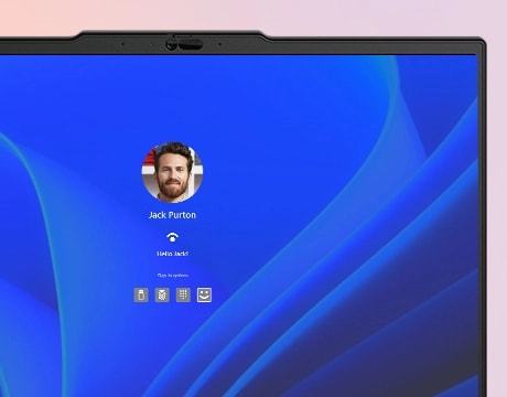 Log in via biometric authentication on the Lenovo ThinkPad P14s Gen 6 mobile workstation for secure access.