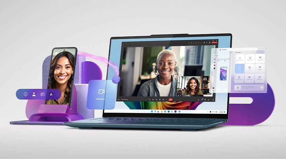 A Lenovo laptop using a mobile phone as its webcam טאבלט Idea Tab Plus&nbsp;TB361FU ZAG70963IL Wi-Fi 12GB/256GB&nbsp;מבית&nbsp;Lenovo