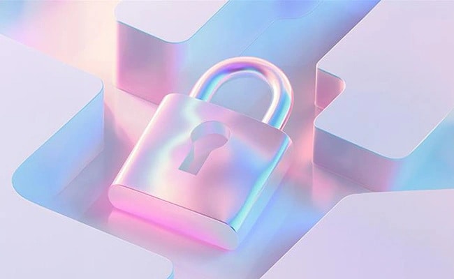 A padlock rests in a maze-like