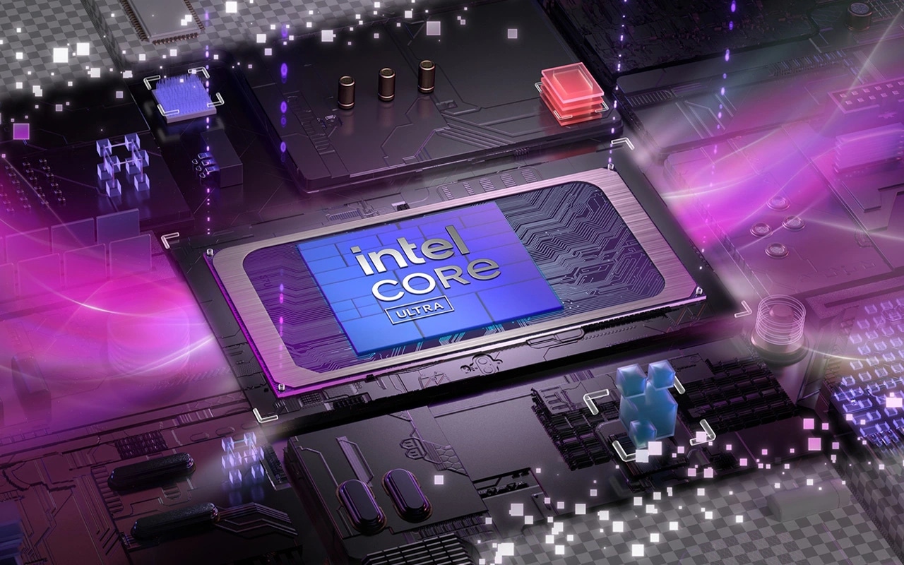 Breakout view of the Intel&reg; Core&trade; Ultra processor. מחשב נייד Yoga Pro 7&nbsp;Aura Edition 15IPH11 83SN002PIV&nbsp;מבית Lenovo