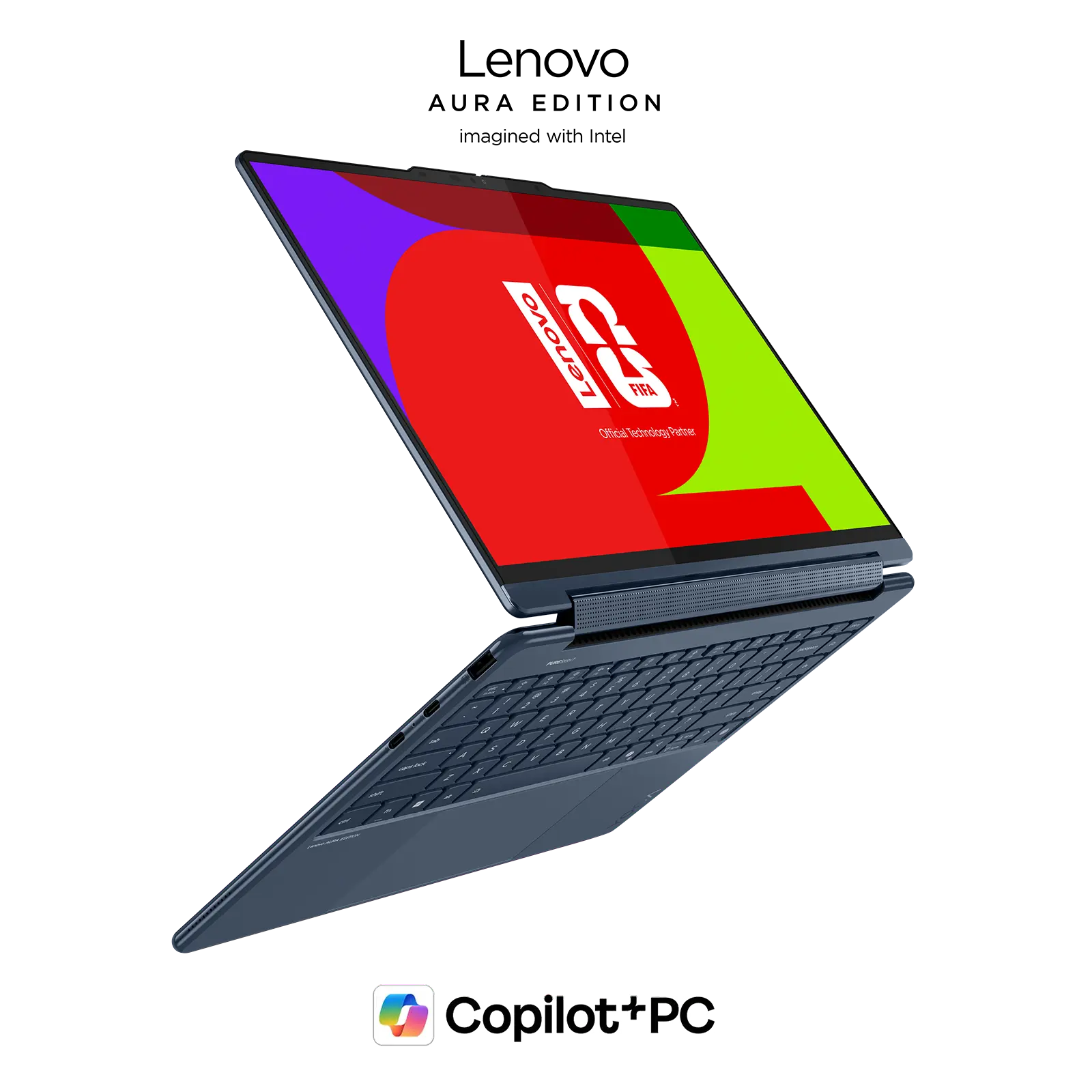 The Yoga 9i 2-in-1 Gen 10 Aura Edition (14 Intel) opened 240 degrees, showing display and keyboard.