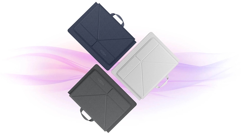 Three views of the Yoga Tote Sleeve. מחשב נייד Yoga 7 2-in-1 14IPH11 83TC004MIV מבית Lenovo