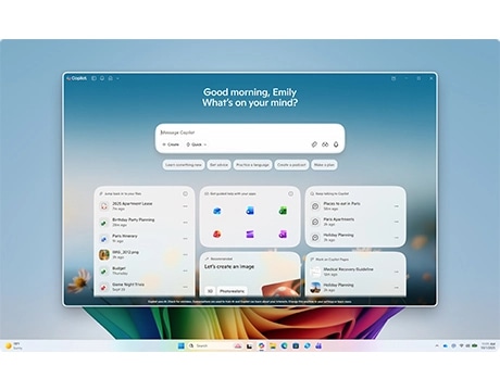 Screencap of the Copilot+ user interface. מחשב נייד Yoga 7 2-in-1 14IPH11 83TC004MIV מבית Lenovo