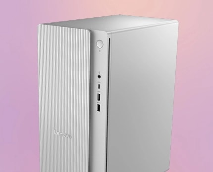 Vista superior derecha de la PC de escritorio Lenovo IdeaCentre Tower Gen 10. 