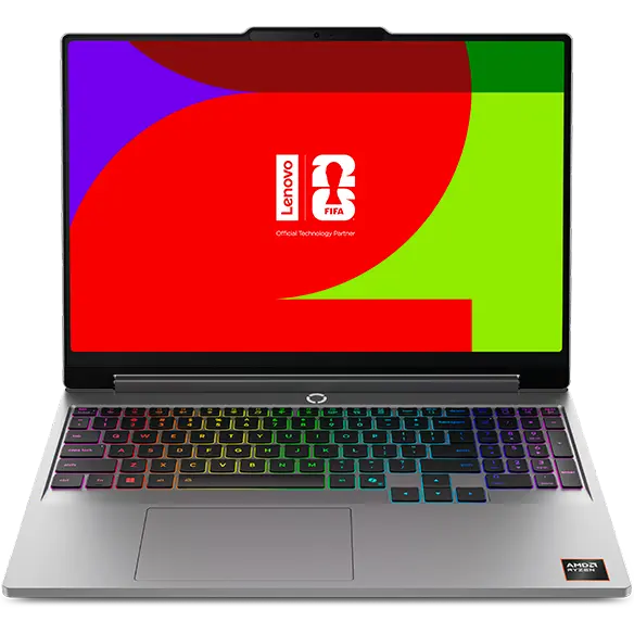 Front view of the Lenovo LOQ 15AHP11 Laptop with a FIFA logo on the display.