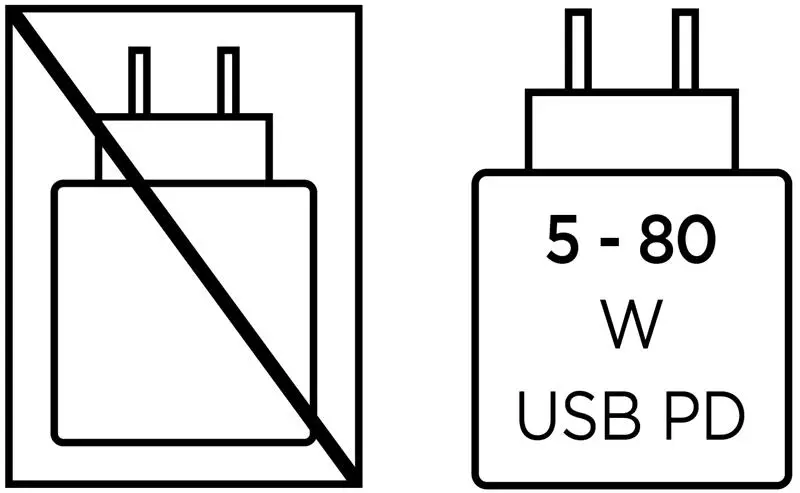 Charger is not included in the box and compatible capacity 5–80W USB PD