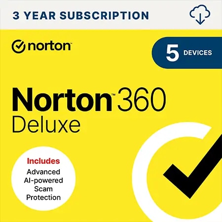 Norton 360 Deluxe - Protección para 5 Equipos - Suscripción 3 Años