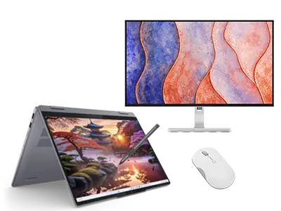 Lenovo IdeaPad 5 2-in-1 14 + L27h 4A 2K QHD Monitor & Bluetooth Silent Mouse AMD Ryzen™ 5 40 Processor (2,8 GHz - 4,3 GHz)/Nessun sistema operativo/512 GB SSD M.2 2242 PCIe QLC