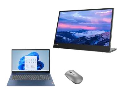 Lenovo IdeaPad Slim 3 15 + L15 FHD Mobile Monitor & Bluetooth Silent Mouse Processore AMD Ryzen™ 7 5825U (da 2 GHz fino a 4,5 GHz)/Windows 11 Home 64/512 GB SSD M.2 2242 PCIe QLC