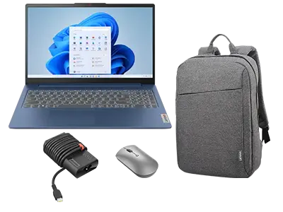 Lenovo IdeaPad Slim 3 15ABR8 R7 16G 512G 11H + B210 Backpack + Lenovo 600 Bluetooth Mouse + 65W Adapter (USB-C) Processore AMD Ryzen™ 7 5825U (da 2 GHz fino a 4,5 GHz)/Windows 11 Home 64/512 GB SSD M.2 2242 PCIe QLC
