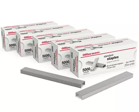 Office Depot Brand Standard Staples, 1/4in, 5,000 Staples Per Pack, Box Of  5 Packs | Lenovo US