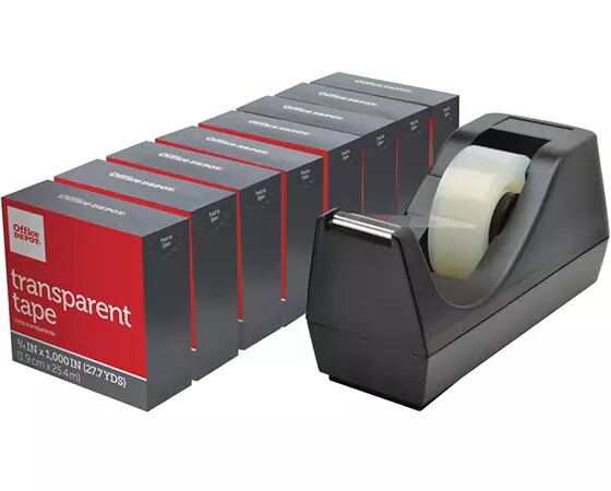 

Office Depot Brand Desktop Tape Dispenser With Refill Rolls, Black