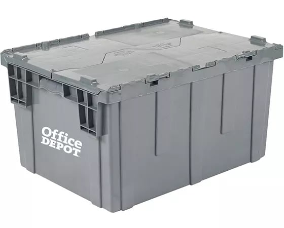 

Office Depot Brand Attached-Lid Storage Tote, 15inH x 20inW, x 28inD, Gray
