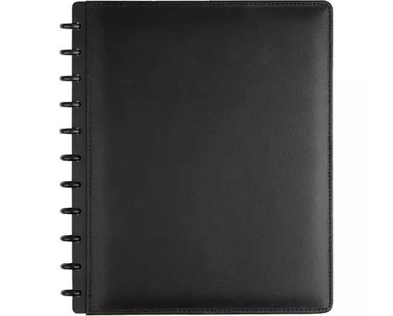 

TUL Discbound Notebook, Letter Size, Leather Cover, Narrow Ruled, 60 Sheets, Black