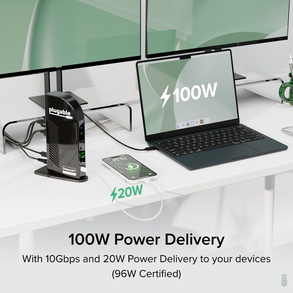 Plugable 14-in-1 USB-C Docking Station for 4 Monitor Setup with
