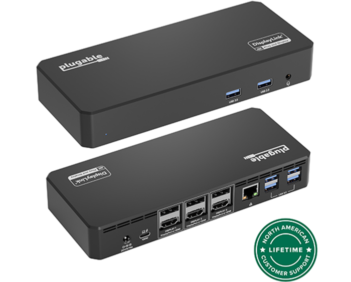 Plugable USB-C Docking Station, 4K Triple Monitors, 100W Laptop