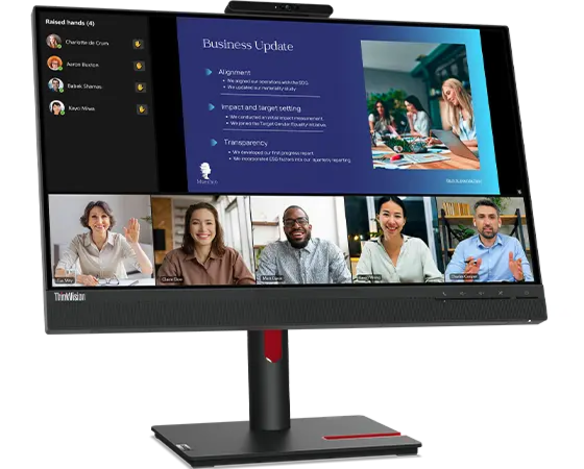 Lenovo thinkvision t24v-30 | 23,8'' fhd ips | 75hz | 2mp ir kamera in zvočniki | ergonomski poslovni monitor 2 Lenovo thinkvision t24v-30 zadnji pogled z ergonomskim stojalom
