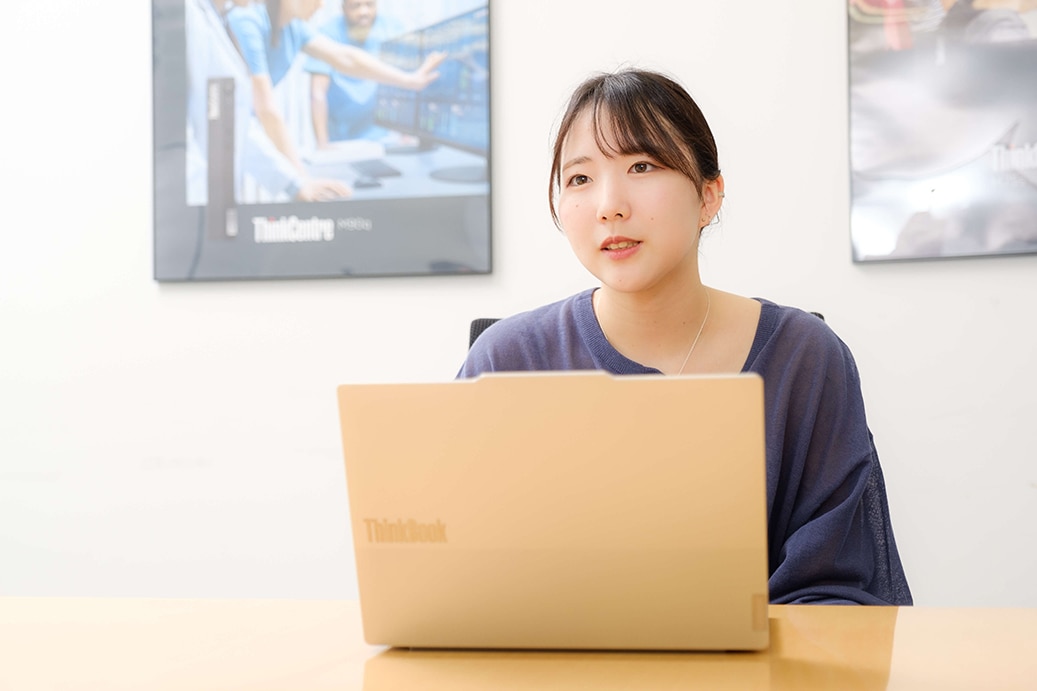 初めての自分専用のPCはレノボの「ideapad 330-15IKB」だったと話す石戸谷さん。ThinkBook 13x Gen4の点数は90点と高評価!