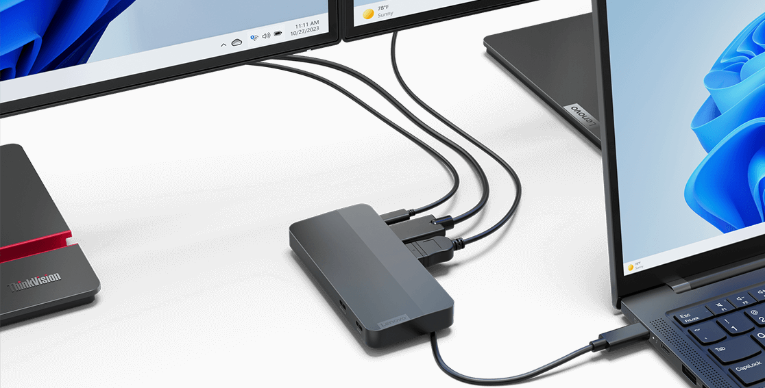 Lenovo USB Type-C デュアルディスプレイ トラベルドック(ACアダプターなし) | レノボ・ ジャパン