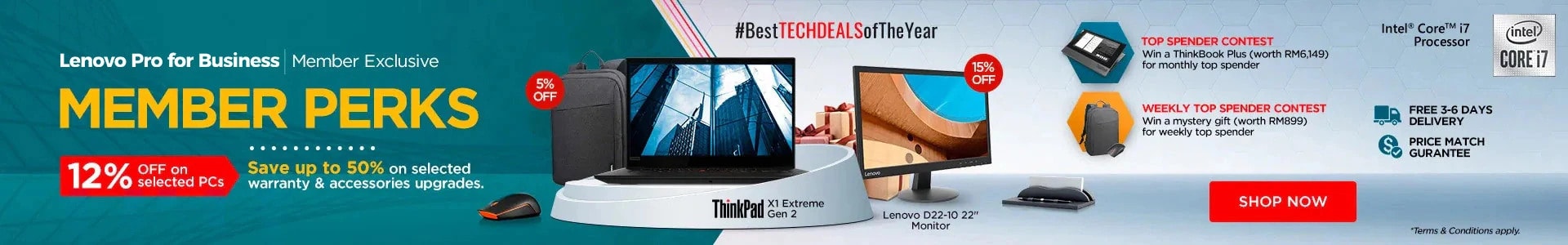 Tax season promotion for the laptops & tablet purchases. Be the top spender and standard a chance to win ThinkBOOK Plus