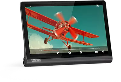 Vue avant en angle de la tablette intelligente Lenovo Yoga