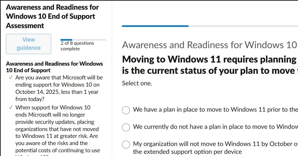 Windows 10 End-of-Support Readiness Assessment