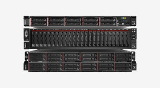 Front view of ThinkAgile HX Series hardware