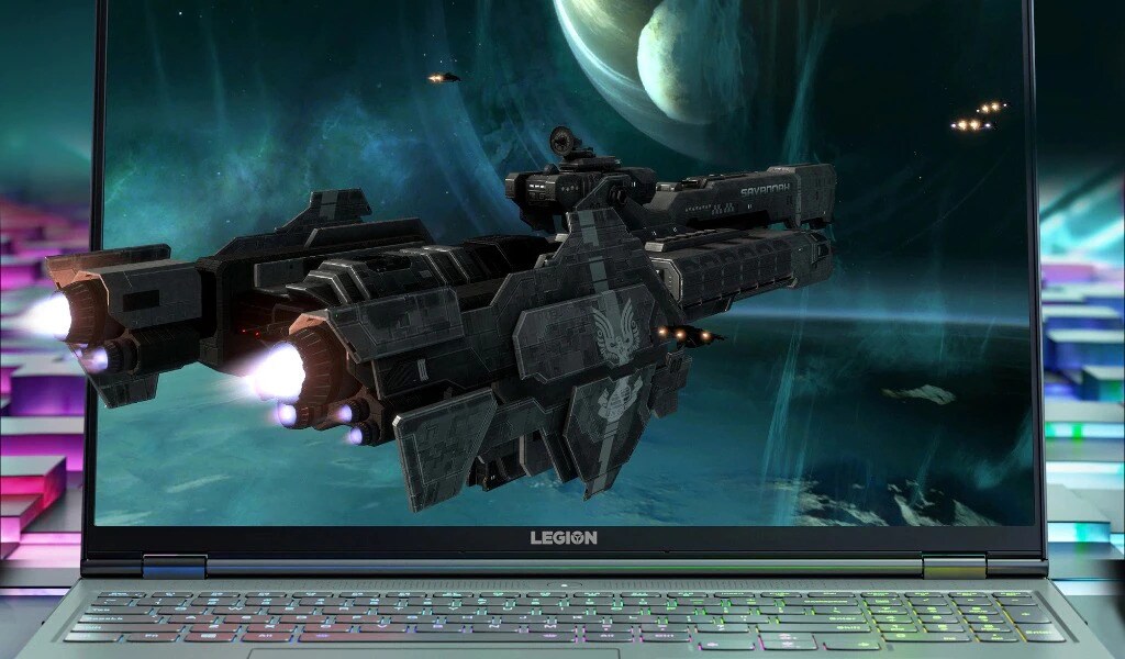 Close view of a gun inside of a laptop screen