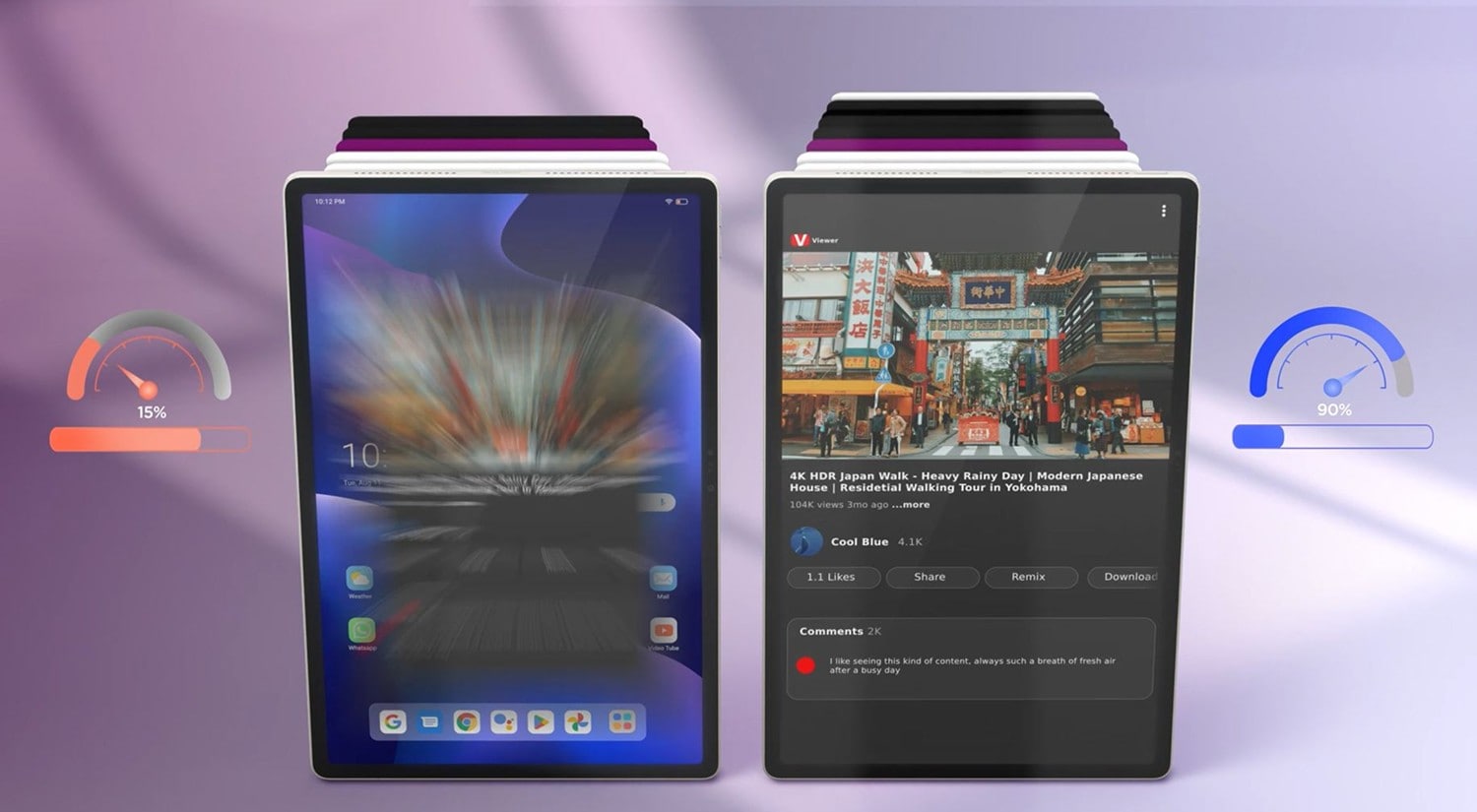 Image de comparaison montrant comment le TurboSystem de Lenovo permet de faire fonctionner les applications les plus fréquemment utilisées en arrière-plan tout en réduisant l’évacuation de la batterie, comparativement à un mode système standard.
