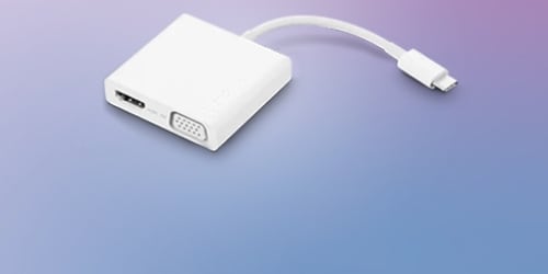 A Lenovo Powered USB-C Travel Hub is featured on a background