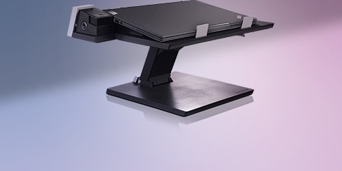 A Lenovo Adjustable Notebook Stand is featured on a background.
