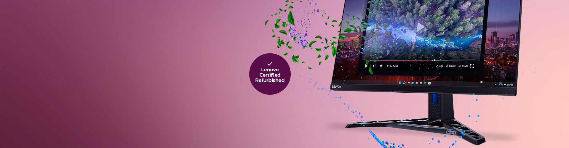 A collection of four laptops arranged in an artistic layout against a deep red background