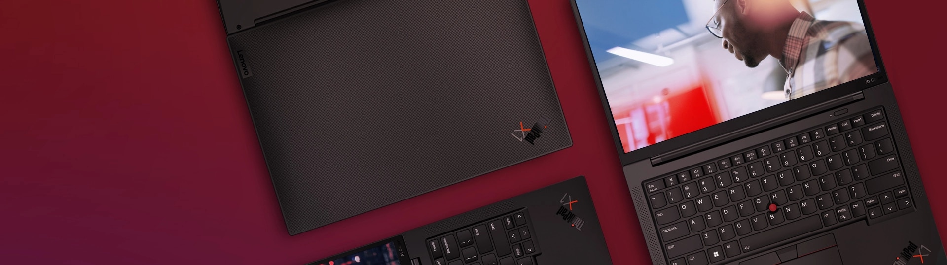 ThinkPad X1 Cardon featured in 3 different modes, completely open and close.